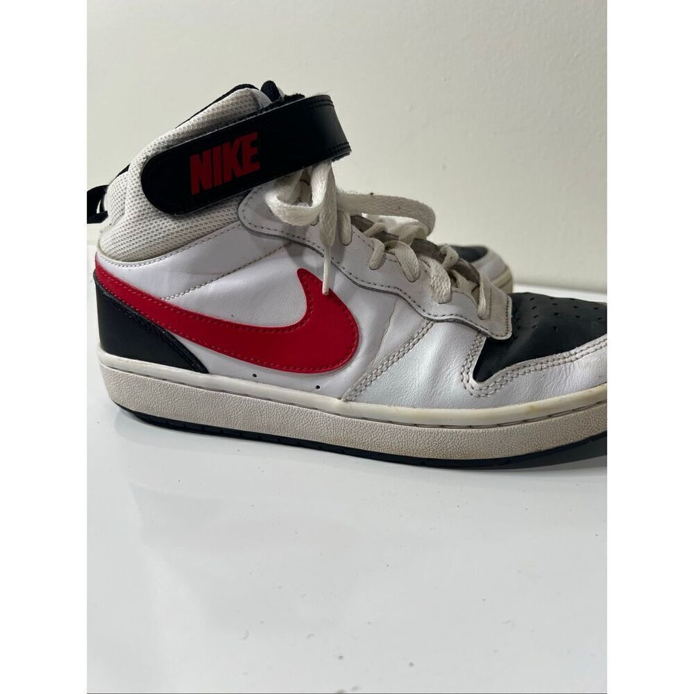 Nike Court Borough Mid 2 Sneakers Black Red White Size 6 Youth - Picture 3 of 8